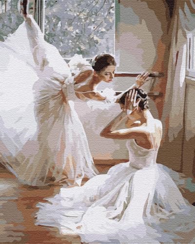 Artnapi Malen nach Zahlen Erwachsene mit Rahmen | DIY Handgemalt | Ballett Probe | Kit für Anfänger und Erwachsene | Set inklusive Acrylfarben & Pinsel | 40x50cm Leinwand | Ideal als Geschenk von Artnapi