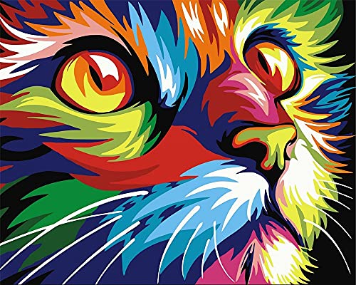ARTNAPI Malen nach Zahlen Erwachsene mit Rahmen | DIY Handgemalt | Tiere - Gefärbte Katze | Kit für Anfänger und Erwachsene | Set inklusive Acrylfarben & Pinsel | 40x50cm Leinwand | Ideal als Geschenk von Artnapi