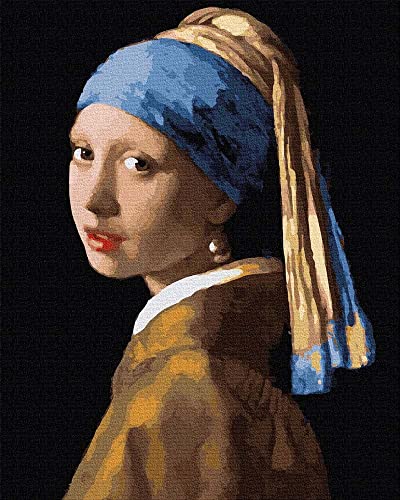 Artnapi Malen nach Zahlen Erwachsene mit Rahmen | DIY Handgemalt | Jan Vermeer Mädchen mit Perlenohorring | Kit für Anfänger und Erwachsene | Set inklusive Acrylfarben & Pinsel | 40x50cm Leinwand von Artnapi