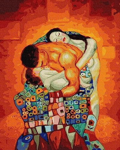 ARTNAPI Malen nach Zahlen Erwachsene mit Rahmen | DIY Handgemalt | Familie (Gustav Klimt) | Kit für Anfänger und Erwachsene | Set inklusive Acrylfarben & Pinsel | 40x50cm Leinwand | Ideal als Geschenk von Artnapi