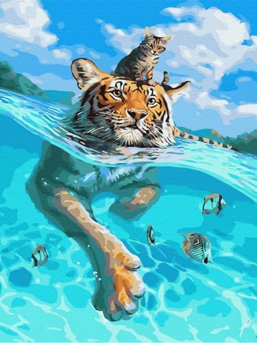 Artnapi Diamond Painting Set 5D DIY | Diamant Painting Bilder | Katze schwebend auf einem Tiger 30x40 | Diamanten Gemälde Malen nach Zahlen | Diamant Mosaik für Haus Decor Artnapi Diamond Painting Set 5D DIY | Diamant Painting Bilder | Katze schwebend auf einem Tiger 30x40 | Diamanten Gemälde Malen nach Zahlen | Diamant Mosaik für Haus Decor von Artnapi