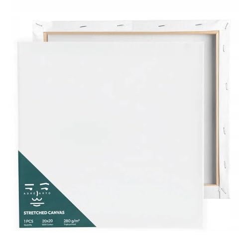 Artnapi Leinwand auf Keilrahmen | Leinwand Zum Bemalen 20x20cm groß | Leere weiße Leinwand aus 100% Baumwolle | Dreifach Grundiert, Grammatur 280g/m2 | Set für Erwachsene, Künstler und Kinder Artnapi Leinwand auf Keilrahmen | Leinwand Zum Bemalen 20x20cm groß | Leere weiße Leinwand aus 100% Baumwolle | Dreifach Grundiert, Grammatur 280g/m2 | Set für Erwachsene, Künstler und Kinder von Artnapi