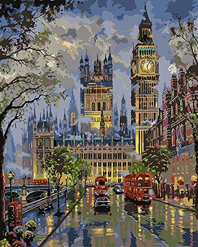 Artnapi Malen Nach Zahlen Erwachsene Kinder Kits MIT RAHMEN 40 * 50 cm (London Big Ben) - DIY Ölgemälde auf Leinwand Geschenk - Sehr Lustig und Entspannend, Anti-Stress, Malen lernen für Anfänger von Artnapi