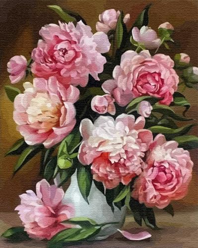Artnapi Malen nach Zahlen Erwachsene mit Rahmen | DIY Handgemalt | Blumen - Blumen der Liebe | Kit für Anfänger und Erwachsene | Set inklusive Acrylfarben & Pinsel | 40x50cm Leinwand von Artnapi
