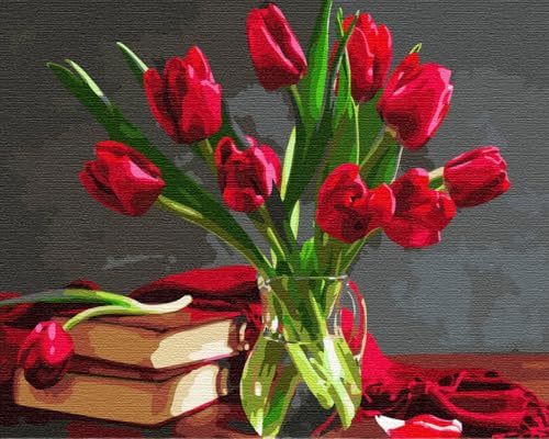Artnapi Malen nach Zahlen Erwachsene mit Rahmen | DIY Handgemalt | Blumen - Blumenstrauß aus Tulpen | Kit für Anfänger und Erwachsene | Set inklusive Acrylfarben & Pinsel | 40x50cm Leinwand Artnapi Malen nach Zahlen Erwachsene mit Rahmen | DIY Handgemalt | Blumen - Blumenstrauß aus Tulpen | Kit für Anfänger und Erwachsene | Set inklusive Acrylfarben & Pinsel | 40x50cm Leinwand von Artnapi