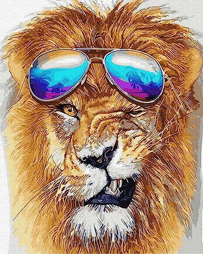 Artnapi Malen nach Zahlen Erwachsene mit Rahmen | DIY Handgemalt | Löwe mit der Brille | Kit für Anfänger und Erwachsene | Set inklusive Acrylfarben & Pinsel | 40x50cm Leinwand | Ideal als Geschenk Artnapi Malen nach Zahlen Erwachsene mit Rahmen | DIY Handgemalt | Löwe mit der Brille | Kit für Anfänger und Erwachsene | Set inklusive Acrylfarben & Pinsel | 40x50cm Leinwand | Ideal als Geschenk von Artnapi