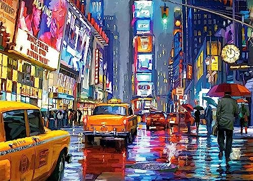 Artnapi Malen nach Zahlen Erwachsene mit Rahmen | DIY Handgemalt | Nacht in New York | Kit für Anfänger und Erwachsene | Set inklusive Acrylfarben & Pinsel | 40x50cm Leinwand | Ideal als Geschenk von Artnapi