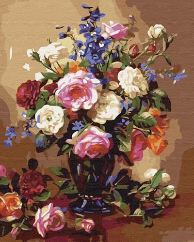Artnapi Malen nach Zahlen Erwachsene ohne Rahmen | DIY Handgemalt | Blumen - Rosen und Pfingstrosen | Kit für Anfänger und Erwachsene | Set inklusive Acrylfarben & Pinsel | 40x50cm Leinwand Artnapi Malen nach Zahlen Erwachsene ohne Rahmen | DIY Handgemalt | Blumen - Rosen und Pfingstrosen | Kit für Anfänger und Erwachsene | Set inklusive Acrylfarben & Pinsel | 40x50cm Leinwand von Artnapi