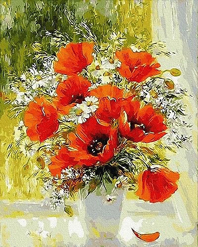 Artnapi Malen nach Zahlen Erwachsene ohne Rahmen | DIY Handgemalt | Mohnblumen und Gänseblümchen | Kit für Anfänger und Erwachsene | Set inklusive Acrylfarben & Pinsel | 40x50cm Leinwand Artnapi Malen nach Zahlen Erwachsene ohne Rahmen | DIY Handgemalt | Mohnblumen und Gänseblümchen | Kit für Anfänger und Erwachsene | Set inklusive Acrylfarben & Pinsel | 40x50cm Leinwand von Artnapi