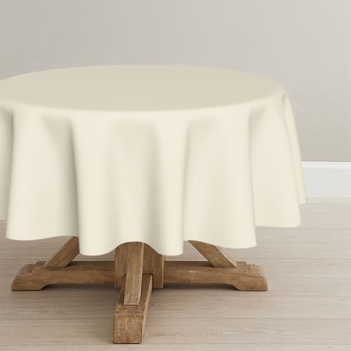 Artoid Mode Beige Fleckschutz Leinenoptik Tischdecke Rund 140 cm, Leinendecke Tischtuch Abwaschbar Tischwäsche Küche Urlaub Party Dekor von Artoid Mode