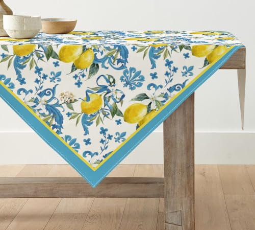 Artoid Mode Blau Zitrone Sommer Tischwäsche, Saisonnal Küche Tisch Esstisch Dekoration Drinnen Urlaub Party Dekor 85x85 cm von Artoid Mode