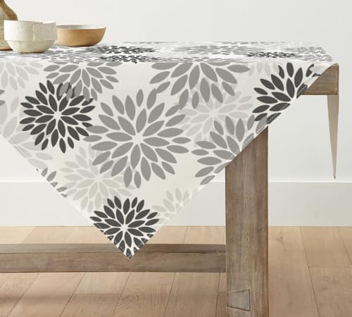 Artoid Mode Blumen Grau Dahlien Sommer Tischwäsche, Saisonnal Sommer Herbst Küche Tisch Dekoration Drinnen Urlaub Party Dekor 100x100 cm von Artoid Mode