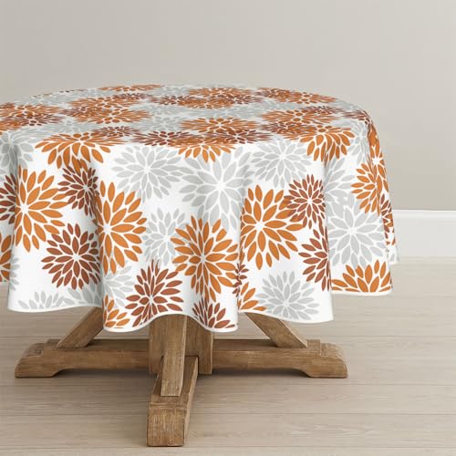 Artoid Mode Blumen Orange Dahlien Herbst Tischdecke Rund 140 cm, Saisonnal Fall Fleckschutz Tischwäsche Küche Dekoration Urlaub Party Dekor von Artoid Mode
