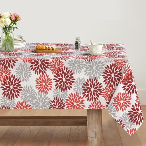 Artoid Mode Blumen Rot Dahlien Herbst Tischdecke 140x180 cm, Saisonnal Fall Fleckschutz Tischwäsche Küche Dekoration Urlaub Party Dekor von Artoid Mode