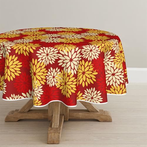 Artoid Mode Blumen Rot Gold Dahlien Herbst Tischdecke Rund 140 cm, Saisonnal Fall Fleckschutz Tischwäsche Küche Dekoration Urlaub Party Dekor Artoid Mode Blumen Rot Gold Dahlien Herbst Tischdecke Rund 140 cm, Saisonnal Fall Fleckschutz Tischwäsche Küche Dekoration Urlaub Party Dekor von Artoid Mode