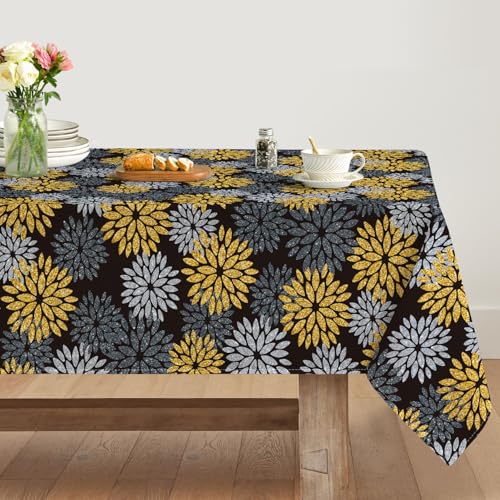 Artoid Mode Blumen Schwarz Gold Dahlien Herbst Tischdecke 140x220 cm, Saisonnal Fall Fleckschutz Tischwäsche Küche Dekoration Urlaub Party Dekor Artoid Mode Blumen Schwarz Gold Dahlien Herbst Tischdecke 140x220 cm, Saisonnal Fall Fleckschutz Tischwäsche Küche Dekoration Urlaub Party Dekor von Artoid Mode
