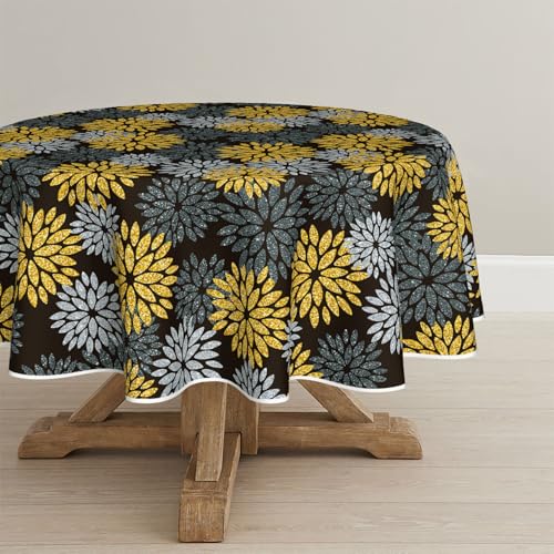 Artoid Mode Blumen Schwarz Gold Dahlien Herbst Tischdecke Rund 140 cm, Saisonnal Fall Fleckschutz Tischwäsche Küche Dekoration Urlaub Party Dekor Artoid Mode Blumen Schwarz Gold Dahlien Herbst Tischdecke Rund 140 cm, Saisonnal Fall Fleckschutz Tischwäsche Küche Dekoration Urlaub Party Dekor von Artoid Mode