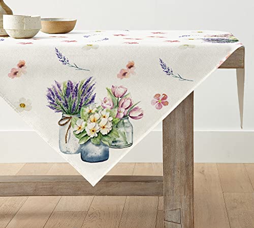 Artoid Mode Blumen Vase Tulpe Lavendel Frühling Tischwäsche, Sommer Küche Tisch Dekoration Drinnen Urlaub Party Dekor 85x85 cm von Artoid Mode