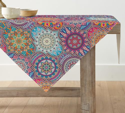 Artoid Mode Boho Vintage Geometrie Marokkanisch Mandala Tischdecke, Tischwäsche Küche Tisch Dekoration Drinnen Urlaub Party Dekor 85x85 cm von Artoid Mode