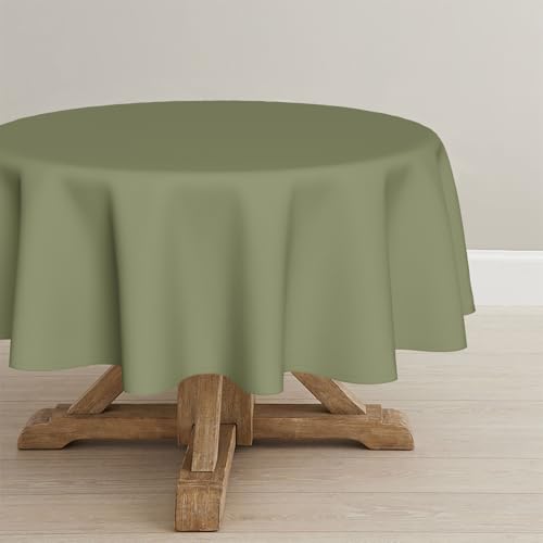 Artoid Mode Farngrün Fleckschutz Leinenoptik Tischdecke Rund 140 cm, Leinendecke Tischtuch Abwaschbar Tischwäsche Küche Party Dekor von Artoid Mode