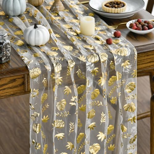 Artoid Mode Gaze Tüll Beige Gold Kürbisse Blätter Herbst Tischläufer 70x300 cm, Küche Tisch Dekoration Drinnen Urlaub Party Dekor Artoid Mode Gaze Tüll Beige Gold Kürbisse Blätter Herbst Tischläufer 70x300 cm, Küche Tisch Dekoration Drinnen Urlaub Party Dekor von Artoid Mode