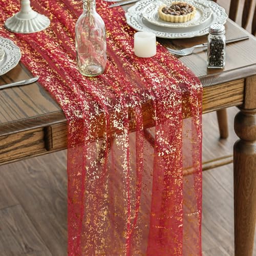 Artoid Mode Gaze Tüll Glitter Folie Rot Gold 3 Stück Weihnachten Tischläufer 70x300 cm, Küche Tisch Dekoration Drinnen Urlaub Party Dekor Artoid Mode Gaze Tüll Glitter Folie Rot Gold 3 Stück Weihnachten Tischläufer 70x300 cm, Küche Tisch Dekoration Drinnen Urlaub Party Dekor von Artoid Mode