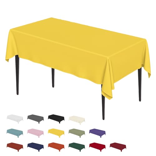 Artoid Mode Gelb Fleckschutz Leinenoptik Tischdecke Eckig 140x220 cm, Leinendecke Tischtuch Abwaschbar Tischwäsche Küche Garten Urlaub Party Dekor von Artoid Mode