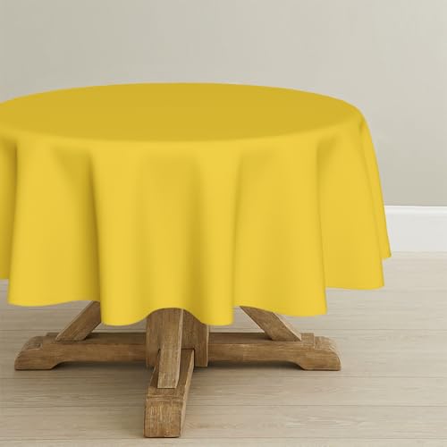 Artoid Mode Gelb Fleckschutz Leinenoptik Tischdecke Rund 140 cm, Leinendecke Tischtuch Abwaschbar Tischwäsche Küche Garten Urlaub Party Dekor von Artoid Mode