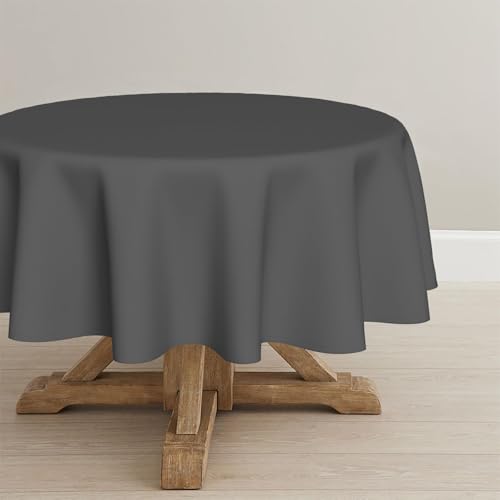 Artoid Mode Grau Fleckschutz Leinenoptik Tischdecke Rund 140 cm, Leinendecke Tischtuch Abwaschbar Tischwäsche Küche Garten Urlaub Party Dekor von Artoid Mode
