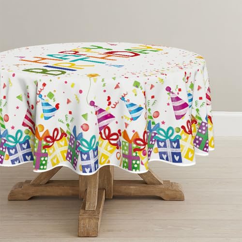 Artoid Mode Happy Birthday Geschenke Geburtstagshut Geburtstag Tischdecke Rund 120 cm, Saisonnal Fleckschutz Tischwäsche Küche Dekoration Party Dekor Artoid Mode Happy Birthday Geschenke Geburtstagshut Geburtstag Tischdecke Rund 120 cm, Saisonnal Fleckschutz Tischwäsche Küche Dekoration Party Dekor von Artoid Mode