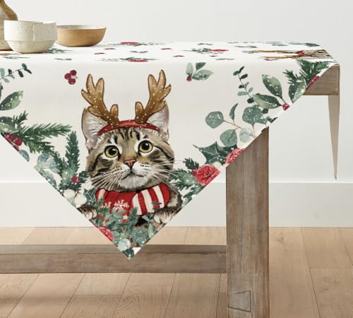Artoid Mode Holly Eukalyptus Katze Weihnachten Tischdecke, Saisonnal Tischwäsche Winter Küche Tisch Dekoration Drinnen Urlaub Party Dekor 100x100 cm Artoid Mode Holly Eukalyptus Katze Weihnachten Tischdecke, Saisonnal Tischwäsche Winter Küche Tisch Dekoration Drinnen Urlaub Party Dekor 100x100 cm von Artoid Mode