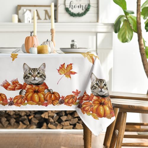 Artoid Mode Katze Ahornblätter Schal Kürbisse Herbst Tischdecke 140x160 cm, Saisonnal Fleckschutz Tischwäsche Küche Dekoration Party Dekor Artoid Mode Katze Ahornblätter Schal Kürbisse Herbst Tischdecke 140x160 cm, Saisonnal Fleckschutz Tischwäsche Küche Dekoration Party Dekor von Artoid Mode