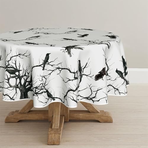Artoid Mode Krähen Bäume Halloween Tischdecke Rund 140 cm, Saisonnal Fleckschutz Tischwäsche Küche Dekoration Party Dekor Artoid Mode Krähen Bäume Halloween Tischdecke Rund 140 cm, Saisonnal Fleckschutz Tischwäsche Küche Dekoration Party Dekor von Artoid Mode