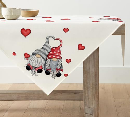 Artoid Mode Liebe Herz Gnom Valentinstag Tischwäsche, Saisonnal Muttertag Küche Tisch Dekoration Drinnen Urlaub Party Dekor 100x100 cm von Artoid Mode
