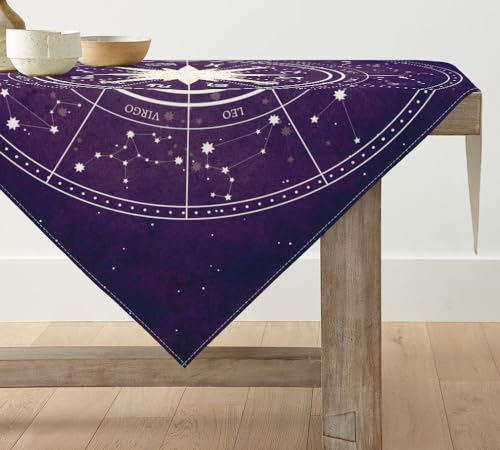 Artoid Mode Lila Tarot Astrology Tischwäsche, Saisonnal Küche Tisch Dekoration Drinnen Urlaub Party Dekor 85x85 cm von Artoid Mode