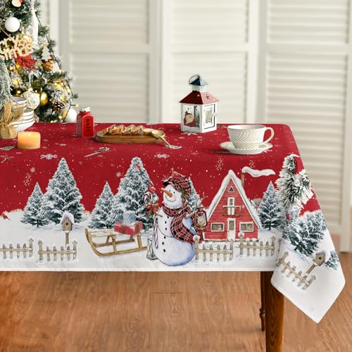 Artoid Mode Rot Haus Schnee Bäume Zaun Schneemann Weihnachten Tischdecke 140x110 cm, Winter Fleckschutz Tischwäsche Küche Dekoration Party Dekor Artoid Mode Rot Haus Schnee Bäume Zaun Schneemann Weihnachten Tischdecke 140x110 cm, Winter Fleckschutz Tischwäsche Küche Dekoration Party Dekor von Artoid Mode