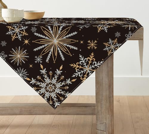 Artoid Mode Schwarz Gold Schneeflocken Weihnachten Tischdecke, Tischwäsche Winter Küche Tisch Dekoration Drinnen Urlaub Party Dekor 85x85 cm Artoid Mode Schwarz Gold Schneeflocken Weihnachten Tischdecke, Tischwäsche Winter Küche Tisch Dekoration Drinnen Urlaub Party Dekor 85x85 cm von Artoid Mode