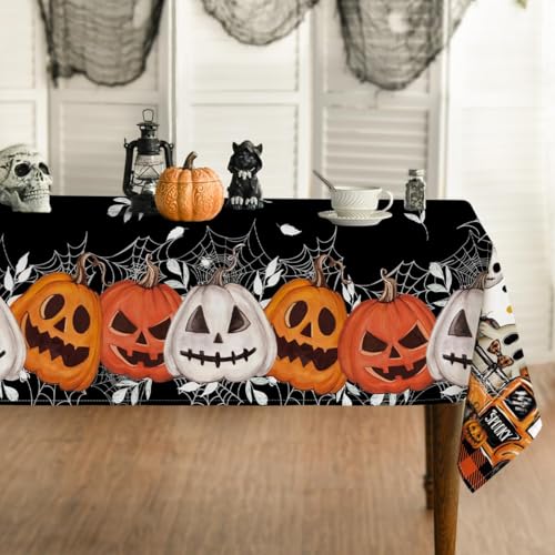 Artoid Mode Schwarz Spinnennetz Blätter Kürbisse Halloween Tischdecke 140x110 cm, Spinnen Fleckschutz Tischwäsche Küche Dekoration Party Dekor Artoid Mode Schwarz Spinnennetz Blätter Kürbisse Halloween Tischdecke 140x110 cm, Spinnen Fleckschutz Tischwäsche Küche Dekoration Party Dekor von Artoid Mode