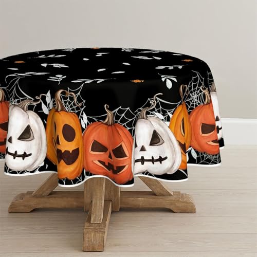 Artoid Mode Schwarz Spinnennetz Blätter Kürbisse Halloween Tischdecke Rund 120 cm, Spinnen Fleckschutz Tischwäsche Küche Dekoration Party Dekor Artoid Mode Schwarz Spinnennetz Blätter Kürbisse Halloween Tischdecke Rund 120 cm, Spinnen Fleckschutz Tischwäsche Küche Dekoration Party Dekor von Artoid Mode