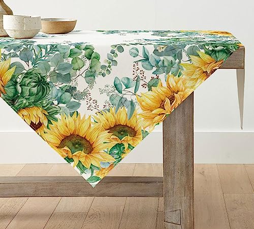 Artoid Mode Sonnenblume Eukalyptus Frühling Tischwäsche, Saisonaler Sommer Küche Tisch Dekoration Drinnen Urlaub Party Dekor 85x85 cm von Artoid Mode