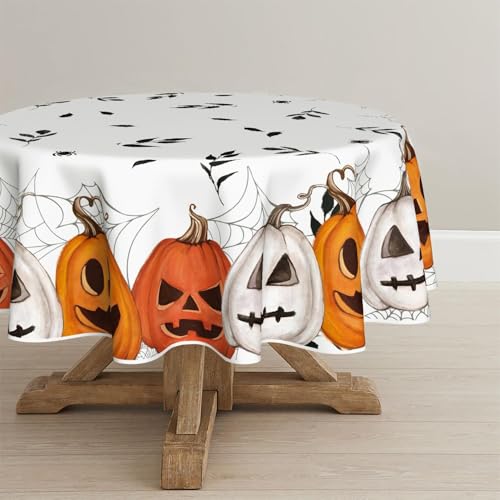 Artoid Mode Spinnennetz Blätter Jack-o-Laterne Halloween Tischdecke Rund 120 cm, Spinnen Fleckschutz Tischwäsche Küche Dekoration Urlaub Dekor Artoid Mode Spinnennetz Blätter Jack-o-Laterne Halloween Tischdecke Rund 120 cm, Spinnen Fleckschutz Tischwäsche Küche Dekoration Urlaub Dekor von Artoid Mode