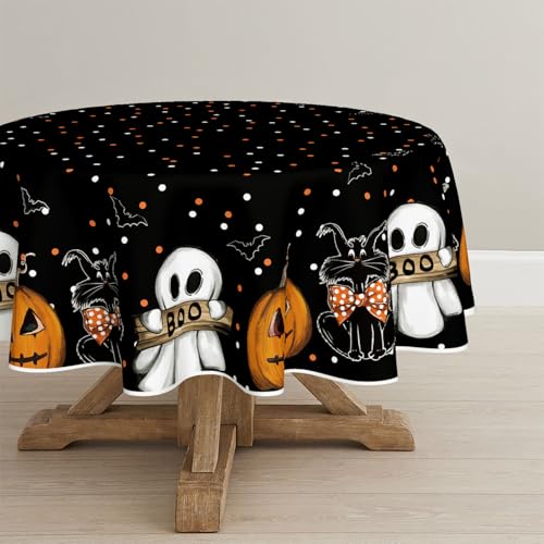Artoid Mode Tupfen Jack-o'-Lantern Geist Katzene Halloween Tischdecke Rund 120 cm, Saisonnal Boo Fleckschutz Tischwäsche Küche Dekoration Urlaub Dekor Artoid Mode Tupfen Jack-o'-Lantern Geist Katzene Halloween Tischdecke Rund 120 cm, Saisonnal Boo Fleckschutz Tischwäsche Küche Dekoration Urlaub Dekor von Artoid Mode