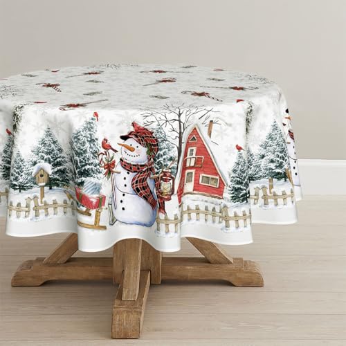 Artoid Mode Weiß Haus Schnee Bäume Zaun Schneemann Weihnachten Tischdecke Rund 140 cm, Winter Fleckschutz Tischwäsche Küche Dekoration Party Dekor Artoid Mode Weiß Haus Schnee Bäume Zaun Schneemann Weihnachten Tischdecke Rund 140 cm, Winter Fleckschutz Tischwäsche Küche Dekoration Party Dekor von Artoid Mode
