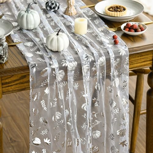 Artoid Mode Weiß Silber Gaze Tüll Kürbisse Blätter Herbst Tischläufer 70x300 cm, Küche Tisch Dekoration Drinnen Urlaub Party Dekor Artoid Mode Weiß Silber Gaze Tüll Kürbisse Blätter Herbst Tischläufer 70x300 cm, Küche Tisch Dekoration Drinnen Urlaub Party Dekor von Artoid Mode