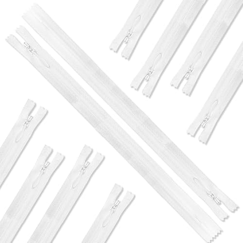 10 Stück 40 cm weiße unsichtbare Reißverschlüsse zum Nähen – ideal für Kleidung, Taschen, Kissen und mehr, selbstsichernde Zuglaschen, Nylon und Zinklegierung von Artomnivera