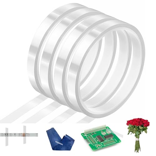 Artomnivera Transparentes hitzebeständiges Klebeband, 10 mm x 33 m, hitzebeständiges Presseband, transparentes Hochtemperatur-Polyimid-Wärmeband für Elektronik, Druckleiterplatten, Bastelarbeiten von Artomnivera