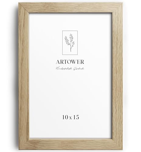 Artower® Bilderrahmen für 10 x 15 cm Natur Holz Eiche Dünner Rahmen | Posterrahmen Groß Vintage Collage | Picture Frame 10x15cm | Holzrahmen Holz-Bilderrahmen | Holzbilderrahmen Poster Rahmen Echtholz von Artower