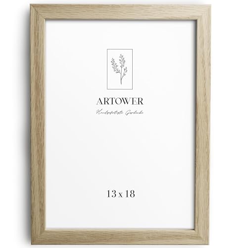 Artower® Bilderrahmen für 13 x 18 cm Natur Holz Eiche Dünner Rahmen | Posterrahmen Groß Vintage Collage | Picture Frame 13x18cm | Holzrahmen Holz-Bilderrahmen | Holzbilderrahmen Poster Rahmen Echtholz von Artower