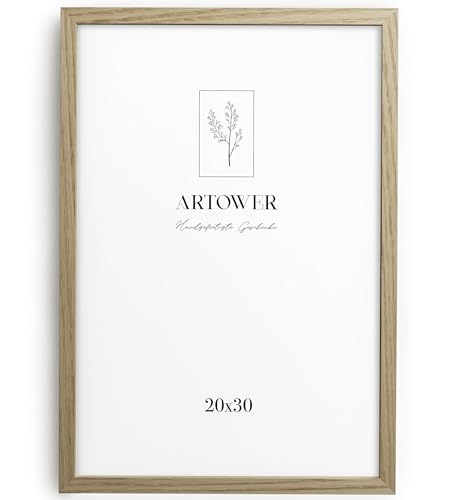 Artower® Bilderrahmen für 20 x 30 cm Natur Holz Eiche Dünner Rahmen | Posterrahmen Groß Vintage Collage | Picture Frame 20x30cm | Holzrahmen Holz-Bilderrahmen | Holzbilderrahmen Poster Rahmen Echtholz von Artower