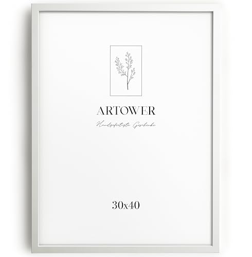 Artower® Bilderrahmen für 30 x 40 cm Weiß Holz Dünner Rahmen | Posterrahmen Groß Collage | Picture Frame White Wood 30x40cm | Holzrahmen Holz-Bilderrahmen | Holzbilderrahmen Poster Echtholz von Artower